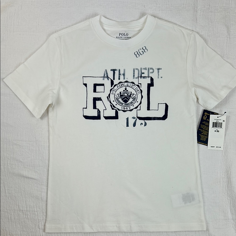 Polo by Ralph Lauren White Graphic T-Shirt boys size 8